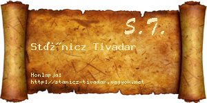 Stánicz Tivadar névjegykártya